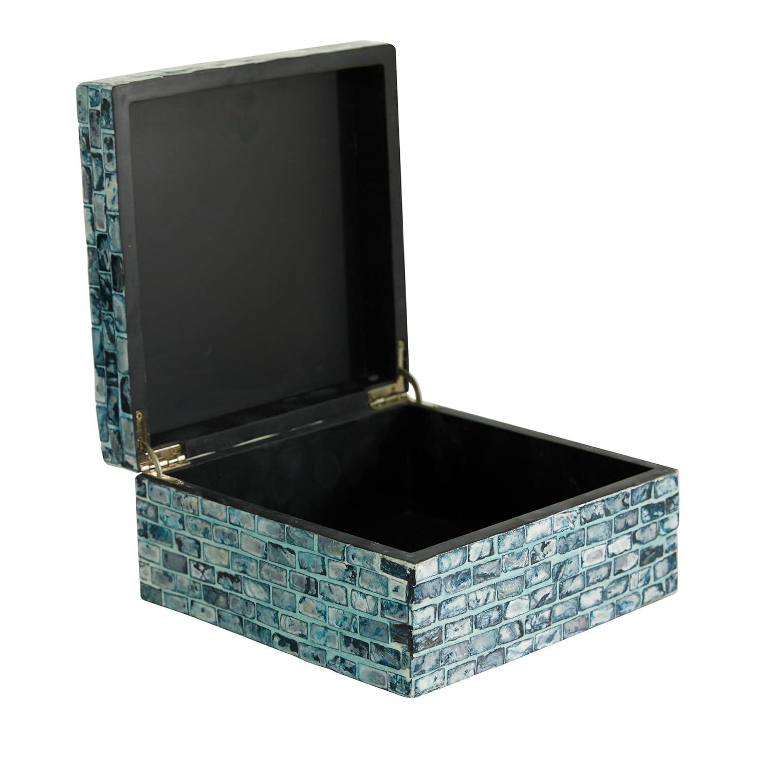 Set of 2 Shell Mosaic Patterned Wood Box White - Olivia & May