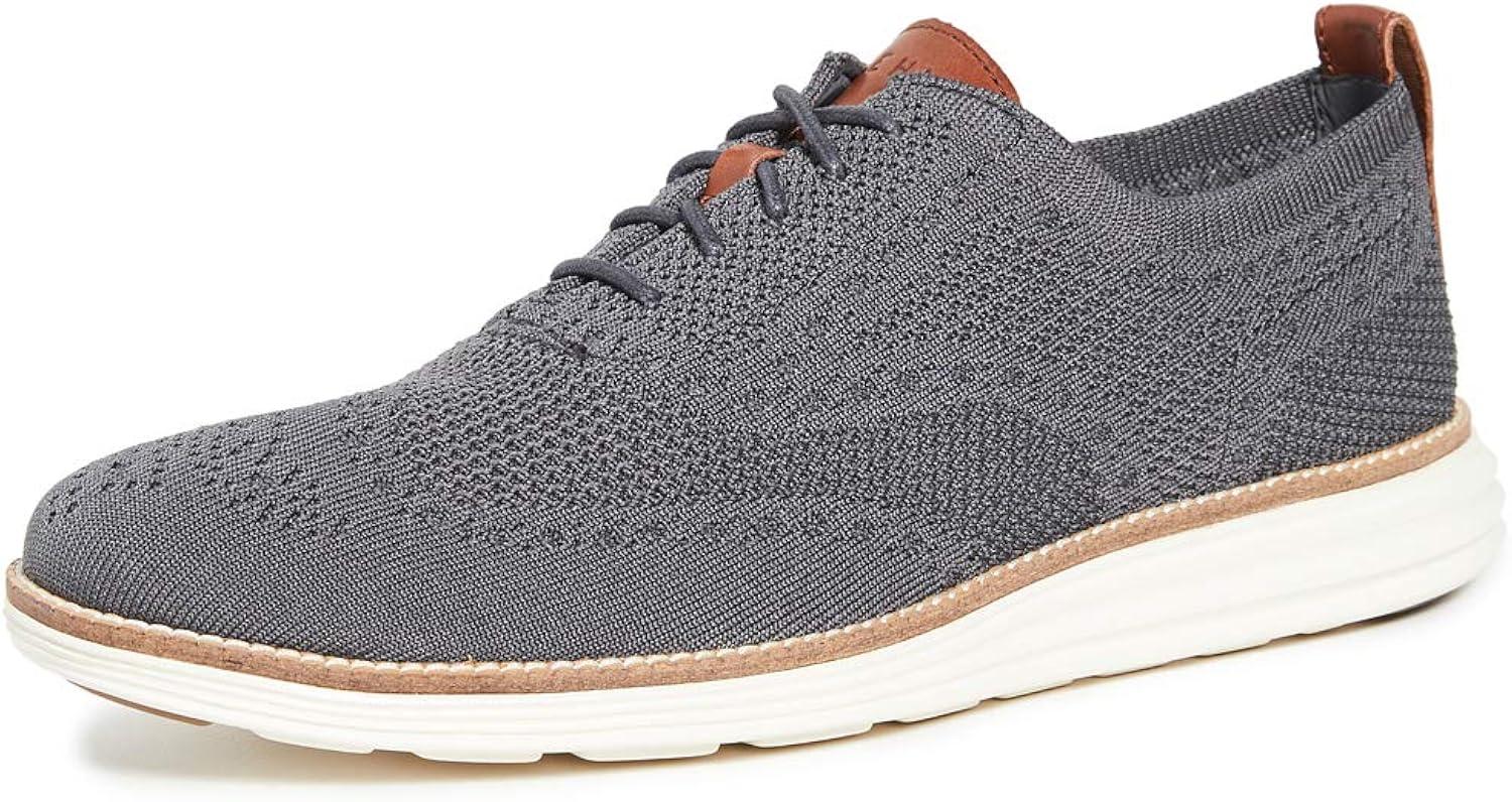 Men's 8.5 Grey Knit Wingtip Oxford Shoes