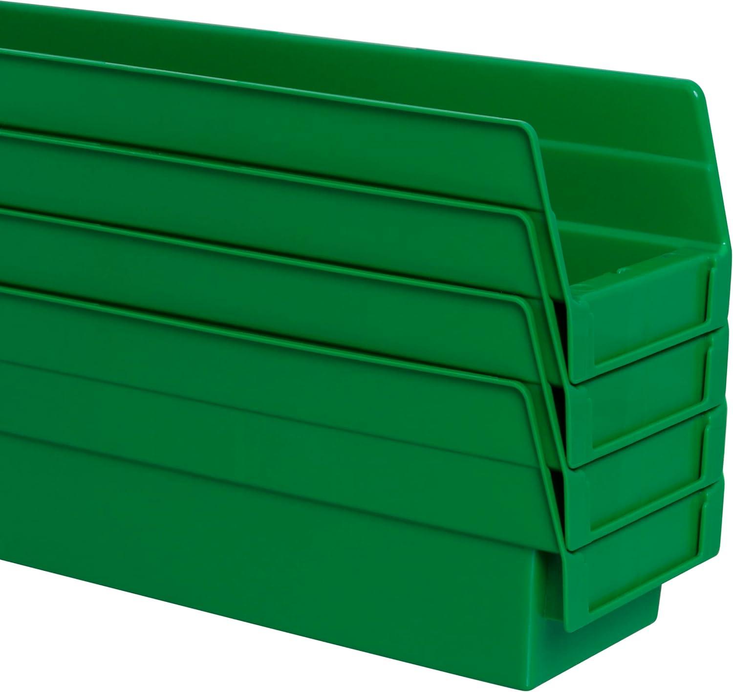 Green Plastic Nesting Shelf Bins for Storage, 18-Inch, 12-Pack