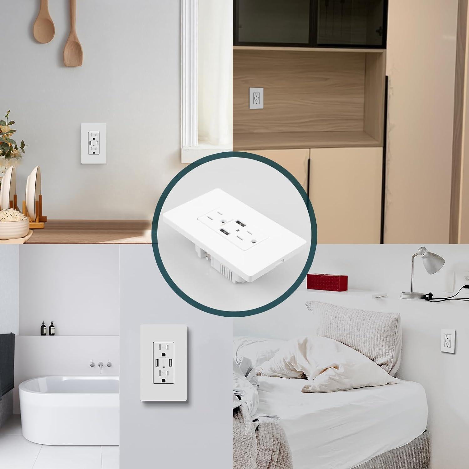 15 Tamper Resistant Duplex Outlet with USB Port