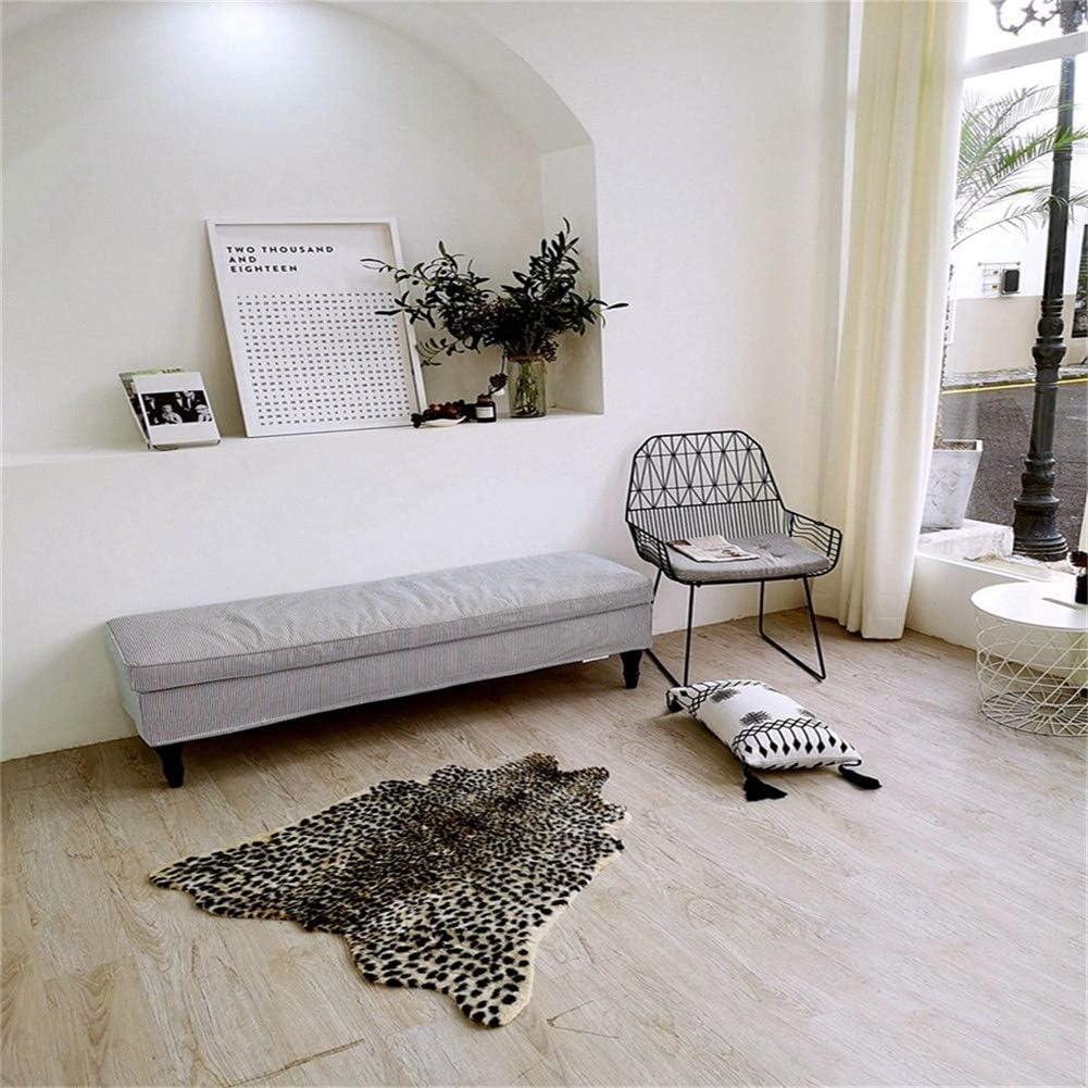 Leopard Print Faux Cowhide Animal Skin Rug, 39.4x37.4 inches