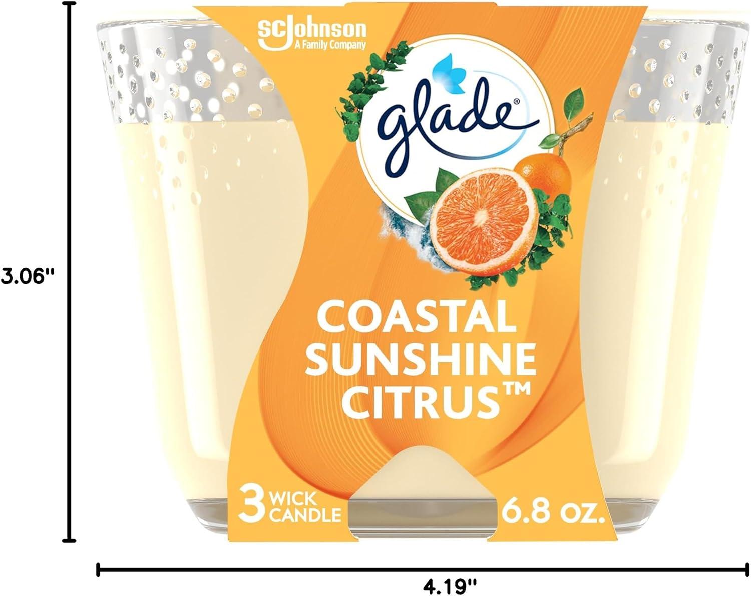 Glade 3 Wick Candle - Coastal Sunshine Citrus - 6.8oz