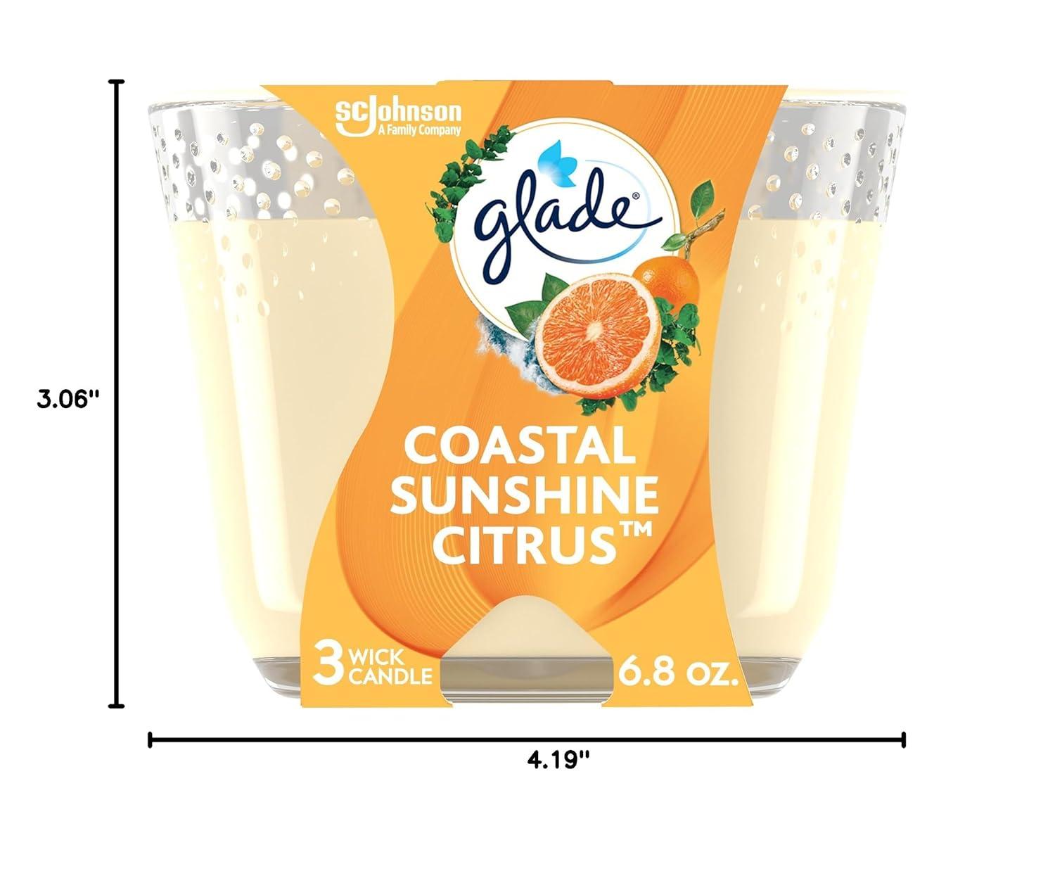Glade 3 Wick Candle - Coastal Sunshine Citrus - 6.8oz