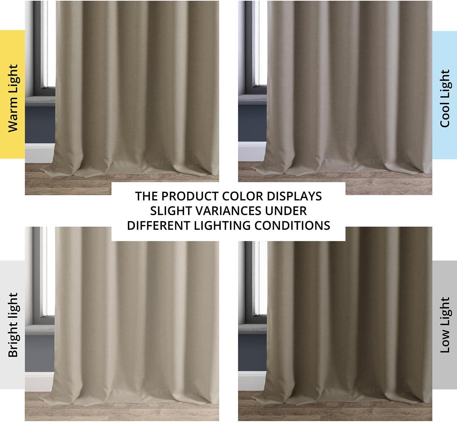 HPD HALF PRICE DRAPES Solid Thermal Insulated Blackout Curtains for Bedroom 84 Inches Long Curtain (1 Panel) Signature Blackout Linen Window Curtains for Living Room, 50W x 84L, Safari Tan