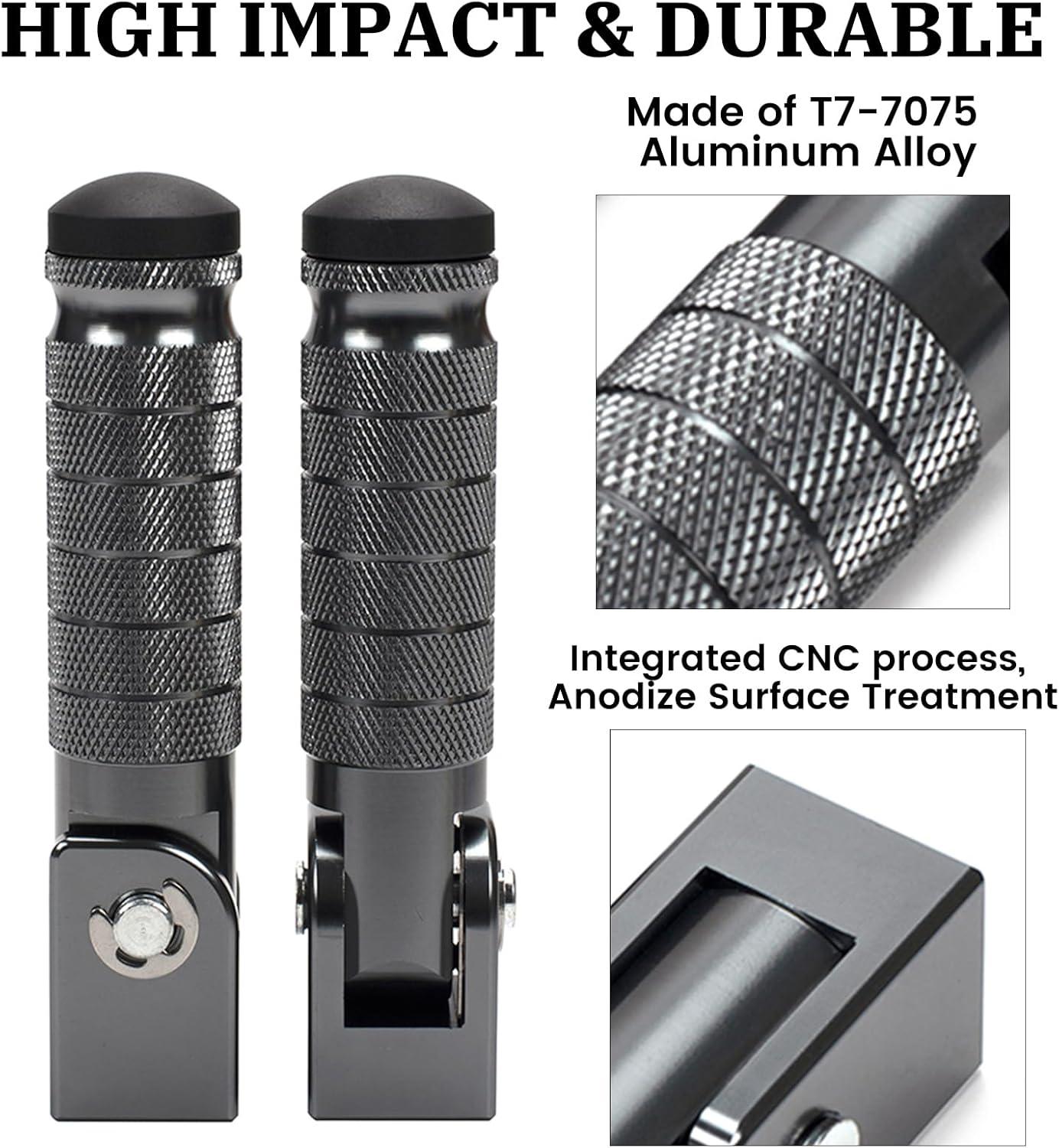 XINGWU M8 Motorcycle Foot Pegs 90 Degree Foldable Footpegs CNC Anti-Skid Footrest Universal for Yamaha Honda Suzuki Aprilia Electric Car Motorbike Mini Bike Dirt Pit Bike Passenger Pedal (Black)