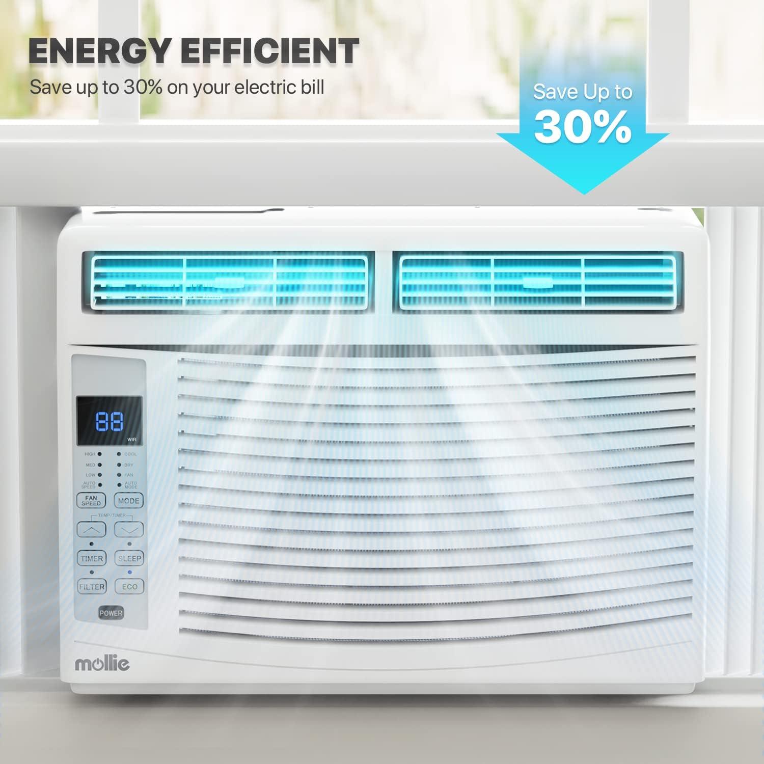 6,000 BTU Window Air Conditioner WIFI Control + Timer Dehumidifier 6 Mode AC Unit