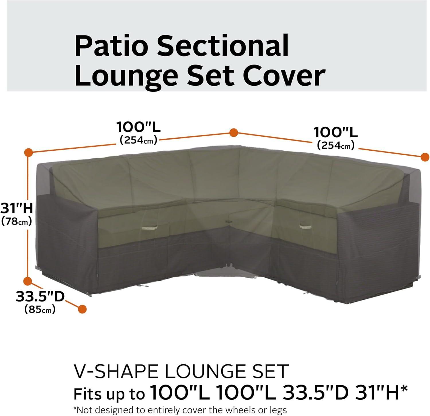 Ravenna 100 Inch Gray Water-Resistant Patio Sectional Cover