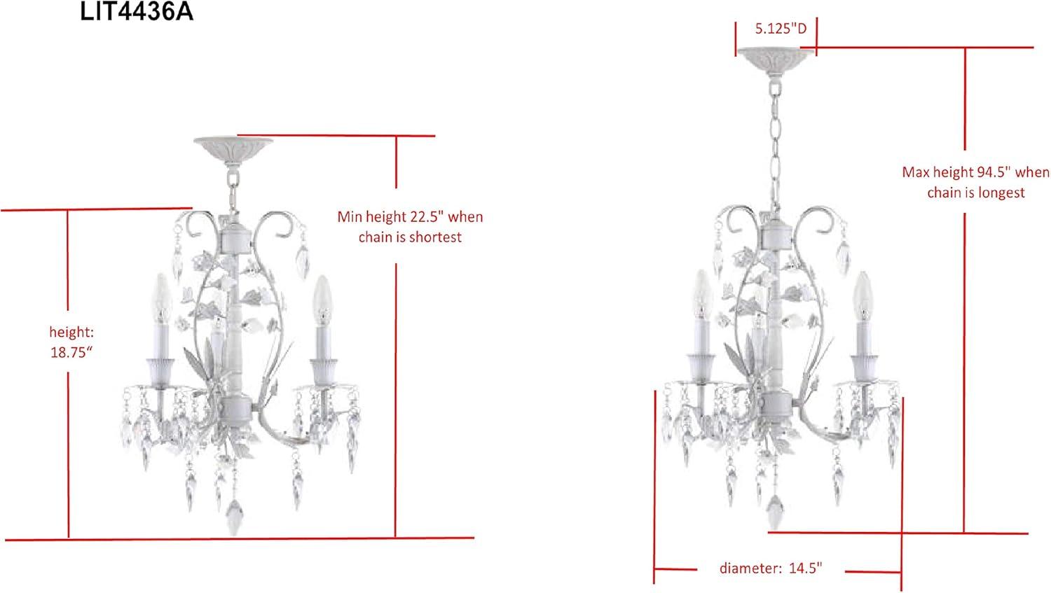 Jasper 3 Light 14.5 Inch Dia Adjustable Chandelier - White - Safavieh.