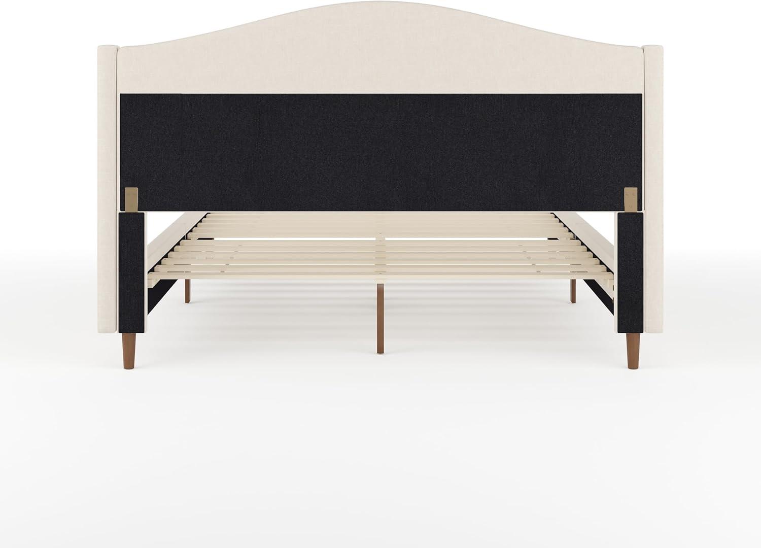 Martha Stewart Amelia Upholstered Platform Bed With Curved Headboard