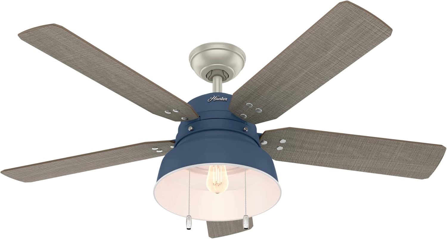 52" Indigo Blue Rustic Ceiling Fan with Light and Remote