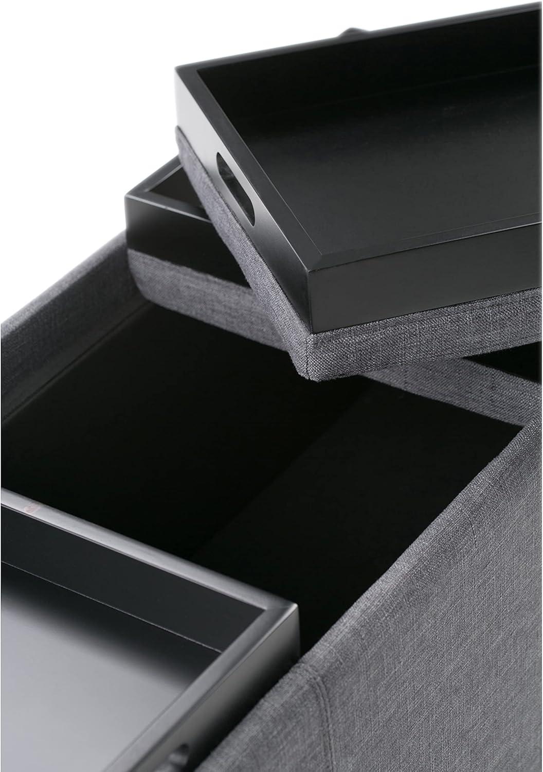 Simpli Home Avalon Storage Bench in Slate Gray