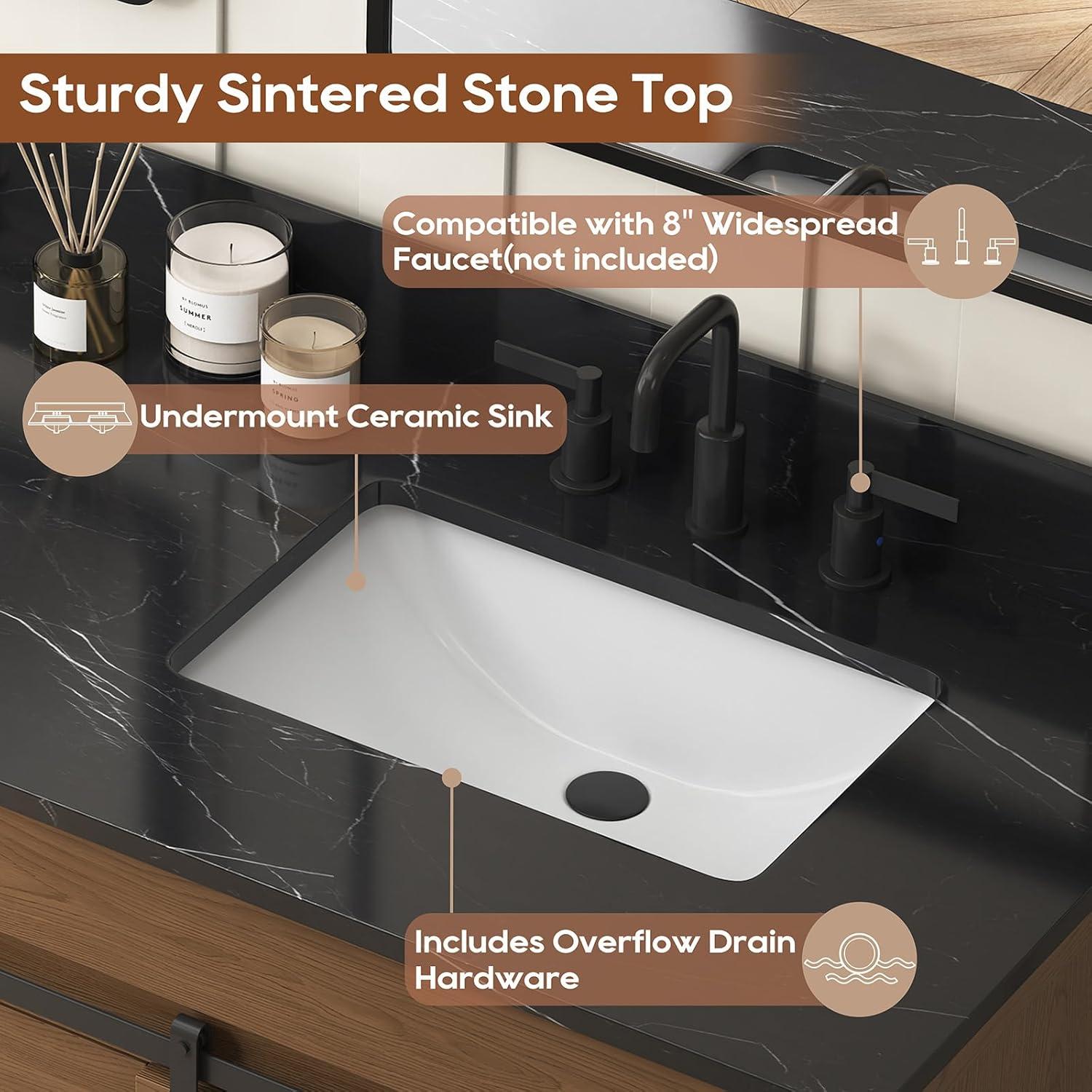 Richfield 60-inch White Painted Freestanding Double Sink Bathroom Vanity