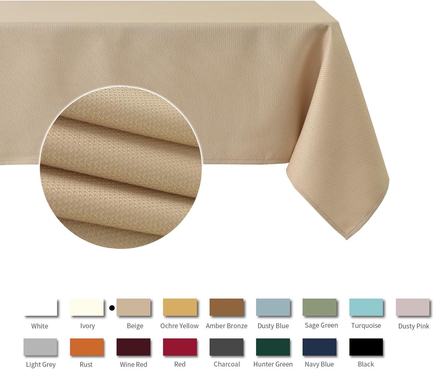 Jacquard Square Tablecloth Stain Resistant Waterproof Wrinkle Resistant Washable Soft Table Cloth, Decorative Fabric Table Cover for Dining Room, Indoor and Outdoor Use, 52 x 52 Inch, Beige