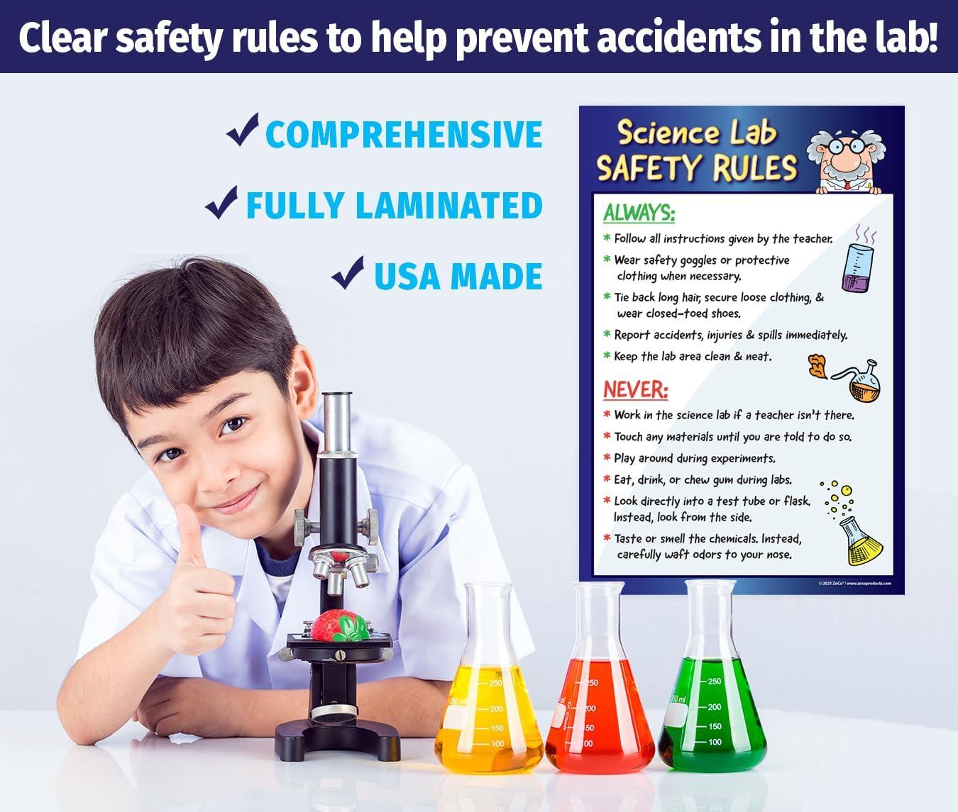 ZoCo: Science Lab Safety Rules Poster - 12"x18" - Laminated