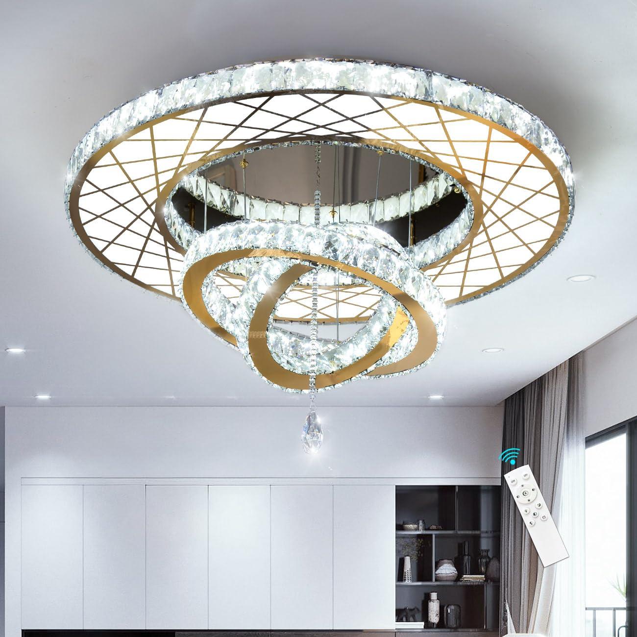Crystal Large Glam Chandelier Flush Mount 40” Dimmable
