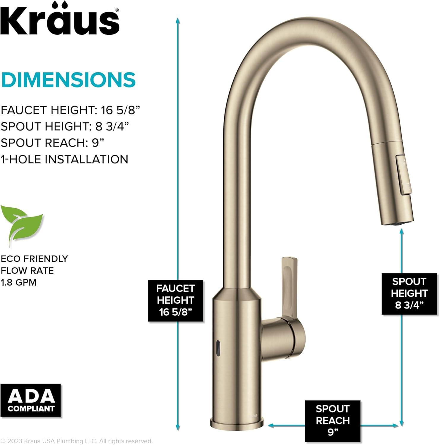 KRAUS Oletto Touchless Sensor Pull-Down Single Handle Kitchen Faucet