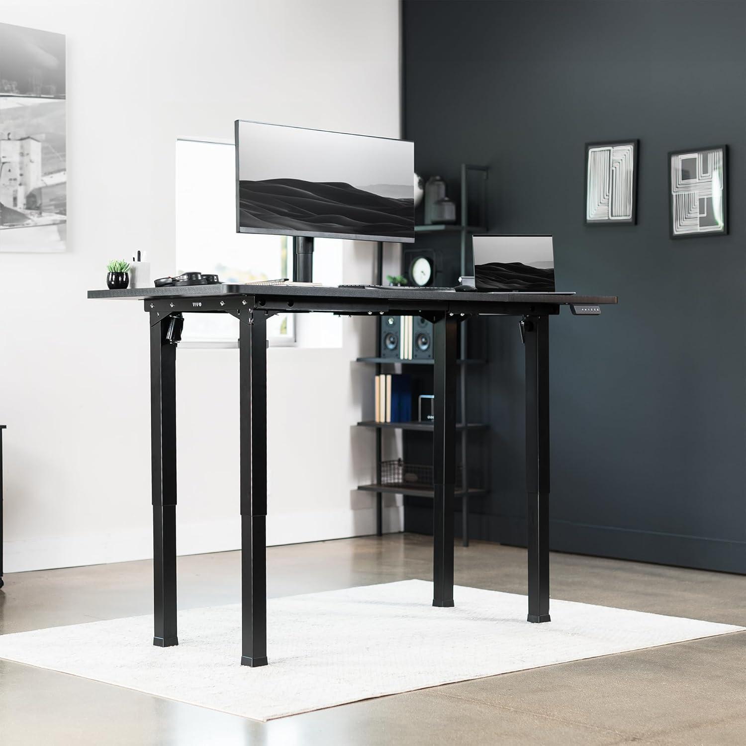 VIVO Black Electric Dual-Motor Height Adjustable 4-Leg Standing Desk Frame