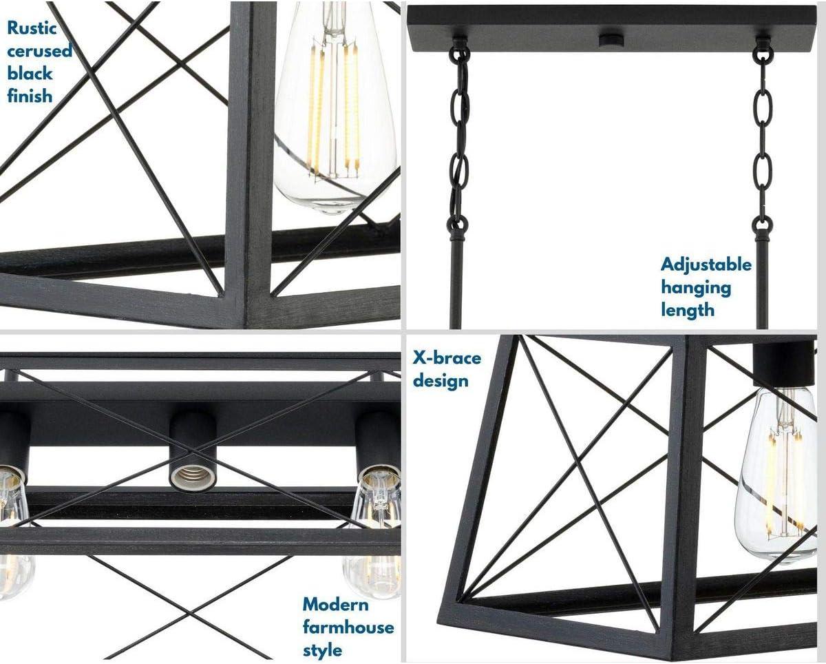 Progress Lighting Briarwood 5-Light Linear Chandelier, Textured Black, No Shade
