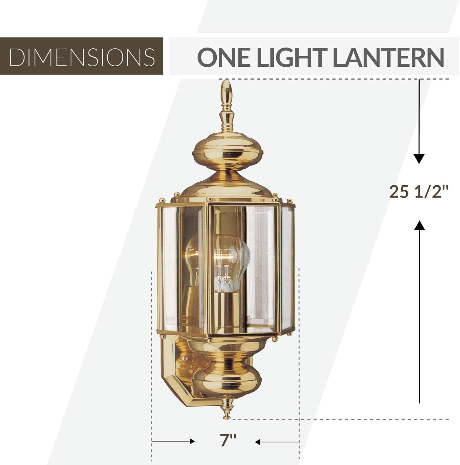 Polished Brass Outdoor Wall Lantern with Clear Beveled Glass