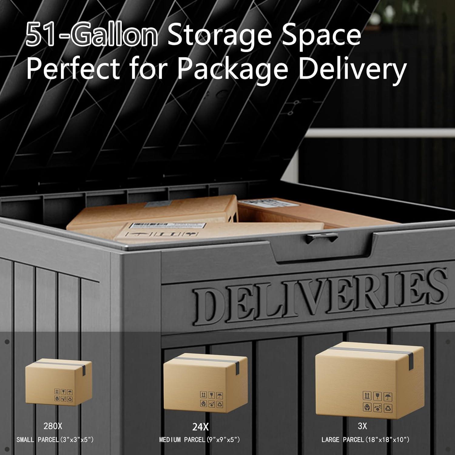 51 Gallon Outdoor Storage Box Delivery Letter Package Parcel Lock Mailbox Resin