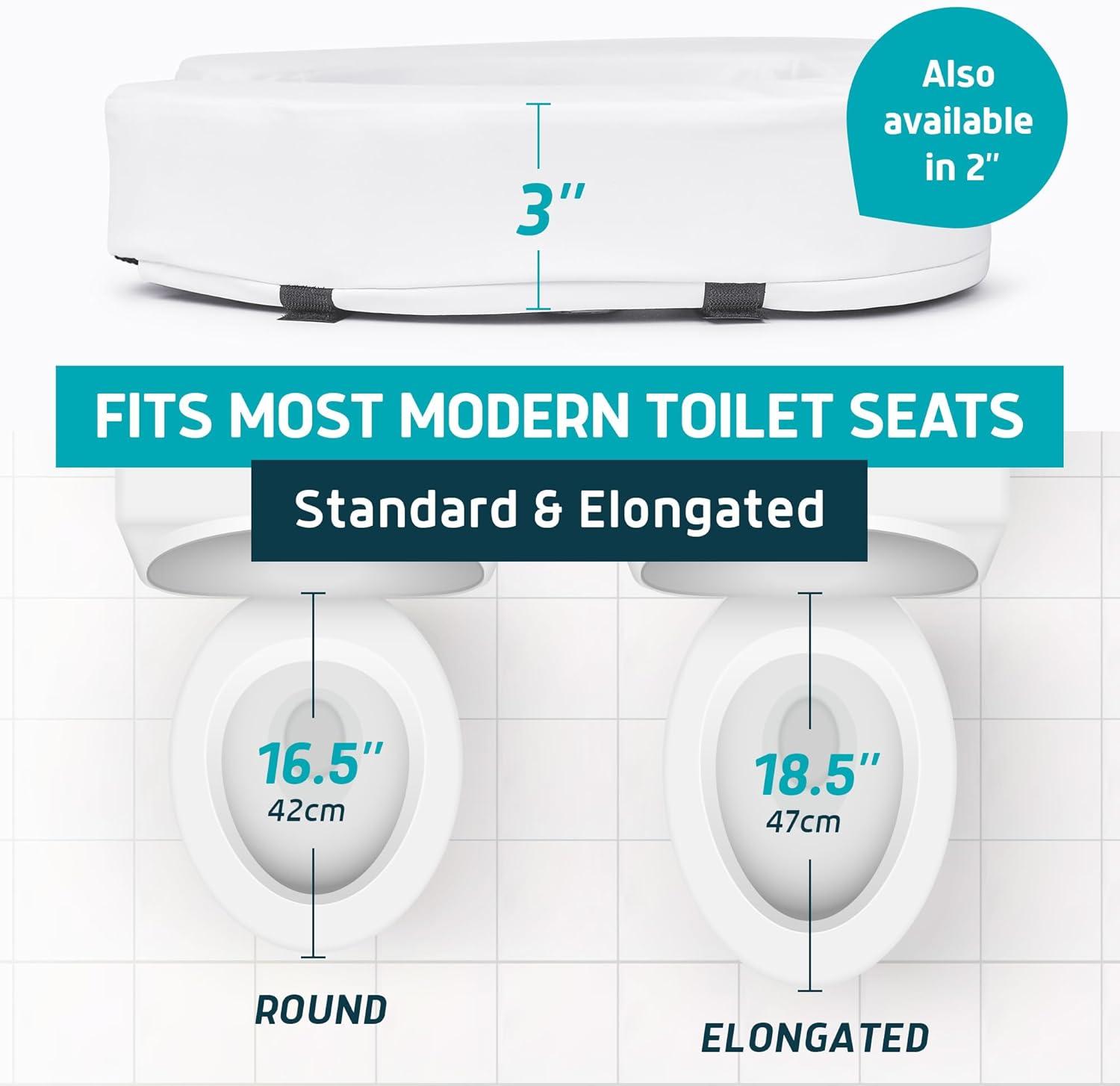 White High-Density Foam Raised Toilet Seat Cushion