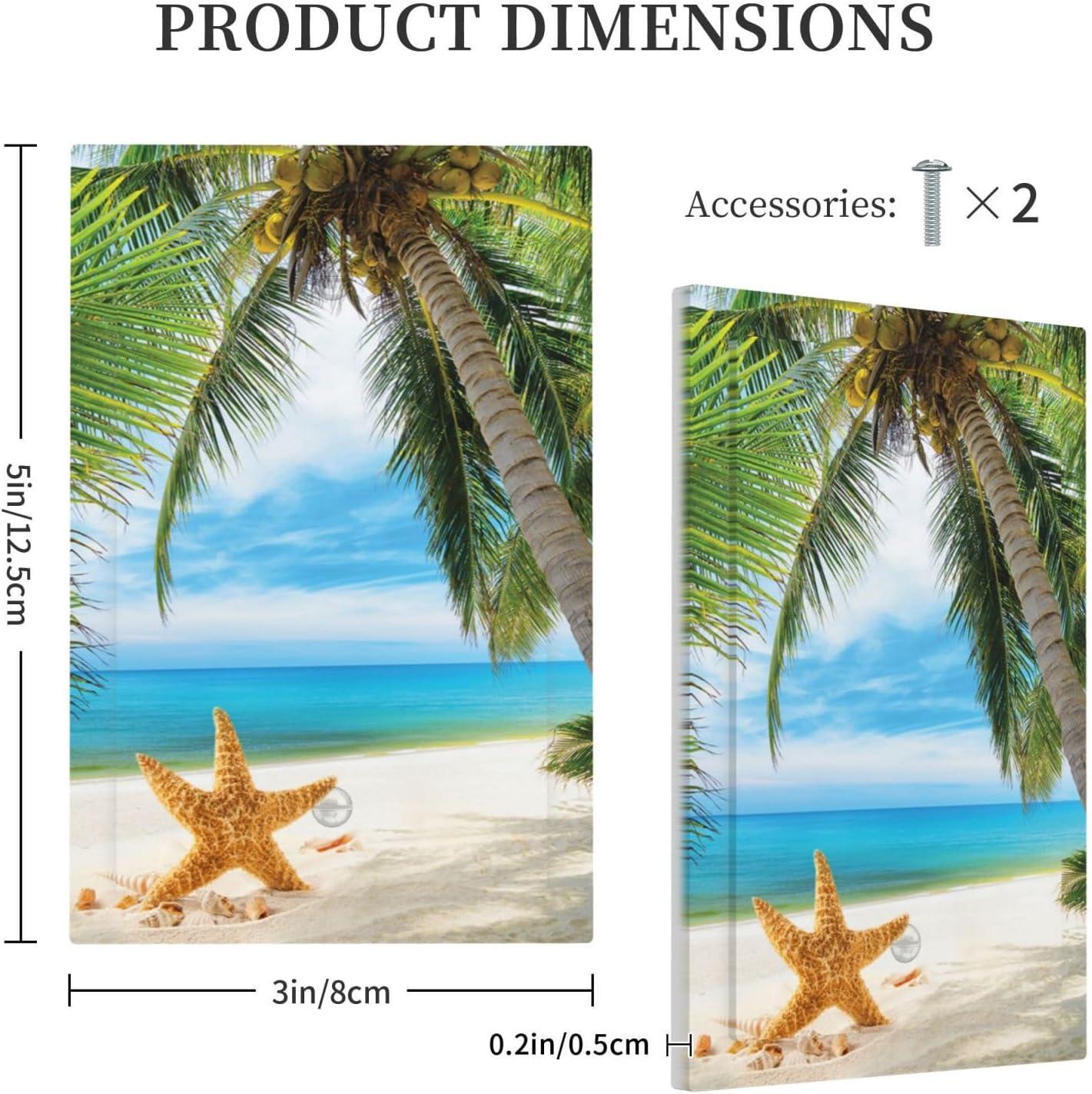 Sunyuer Sea Starfish Beach Decorative Wall Plate, 1 Gang Single Blank Outlet Cover Decorative Switch Plate for Kitchen Bathroom Bedroom, 4.5x2.76 Inch