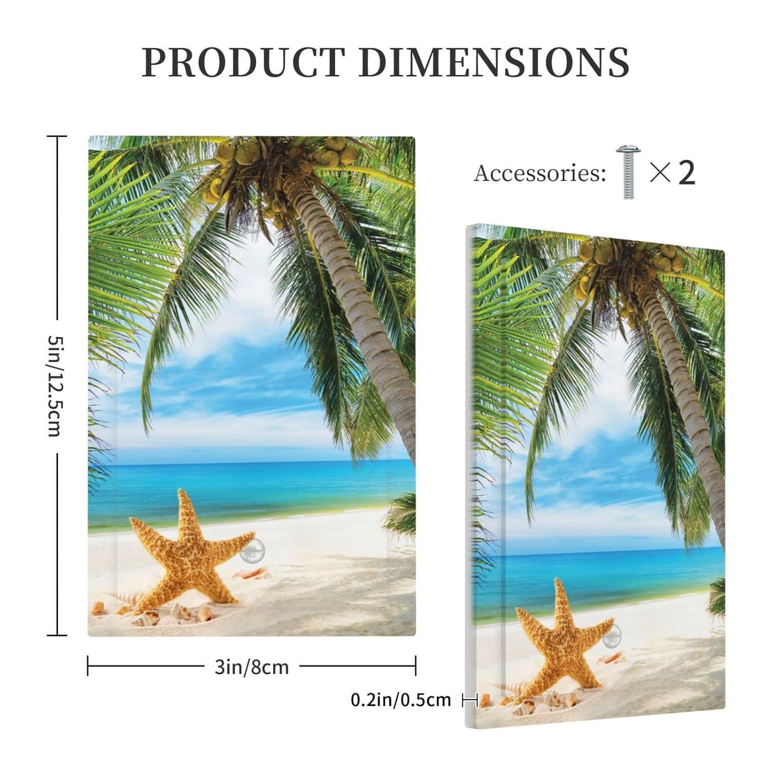 Sunyuer Sea Starfish Beach Decorative Wall Plate, 1 Gang Single Blank Outlet Cover Decorative Switch Plate for Kitchen Bathroom Bedroom, 4.5x2.76 Inch