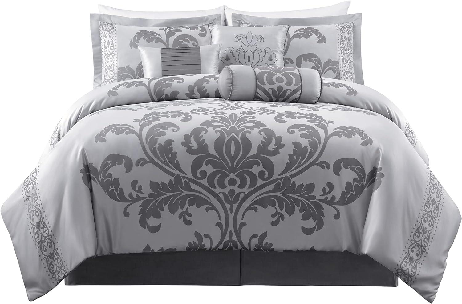 Royale Jacquard Floral 7 Piece Comforter Set