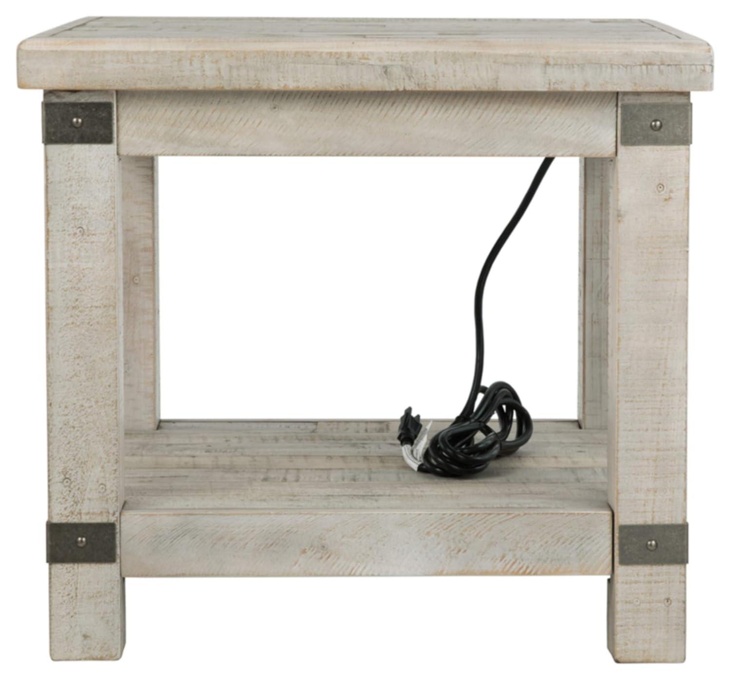 Carynhurst Rectangular End Table White - Signature Design by Ashley: Farmhouse Style, Distressed Finish, Storage Shelf