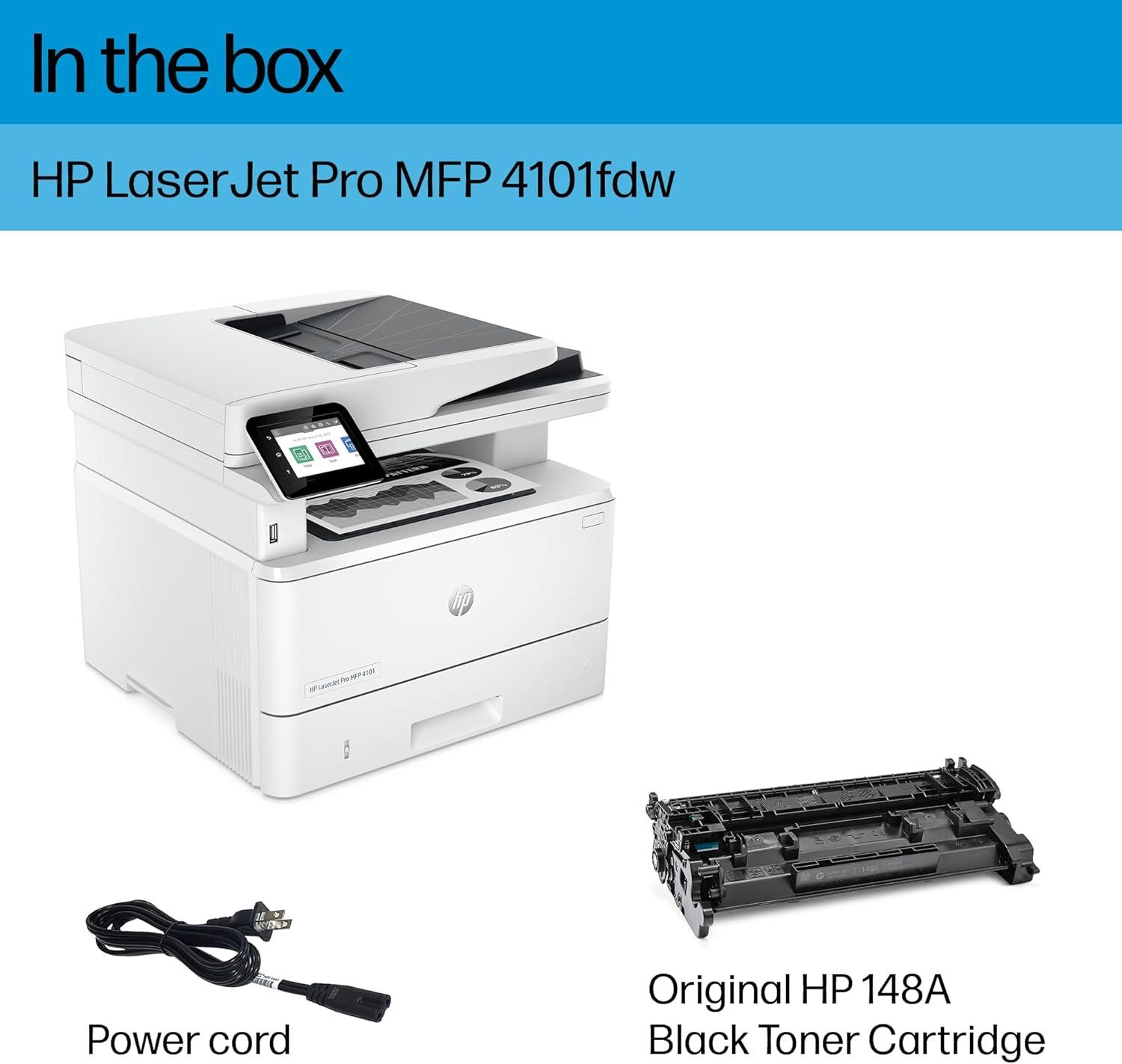 HP Inc. LaserJet Pro MFP 4101fdw Laser Printer, Black And White Mobile Print, Copy,