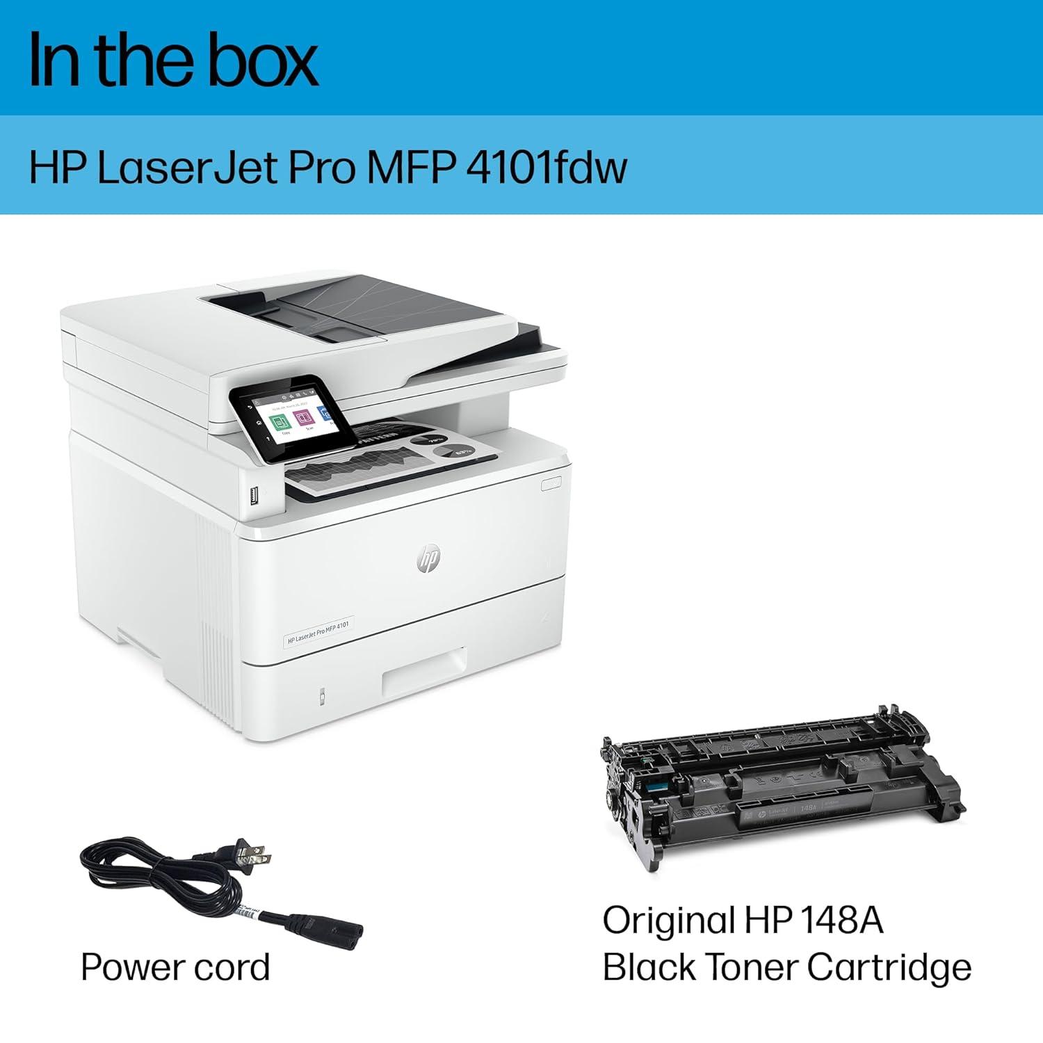HP Inc. LaserJet Pro MFP 4101fdw Laser Printer, Black And White Mobile Print, Copy,