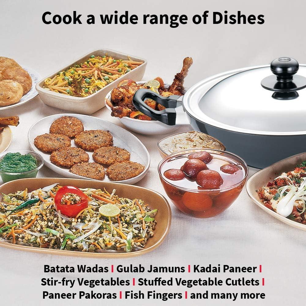 Hawkins Futura 2.5L Kadhai Fry Pan with Steel Lid: Anodized Aluminum, Gas Compatible, Hand Wash, 2-Piece Set