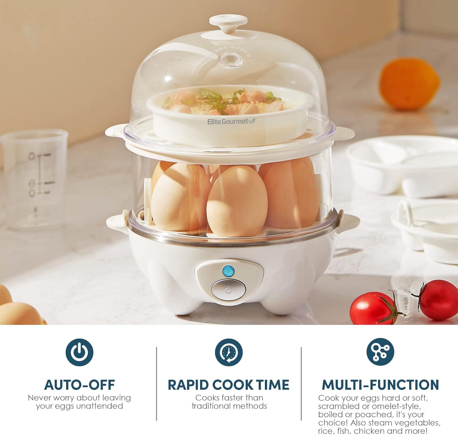 Elite Gourmet Automatic 2-Tier Egg Cooker/Steamer