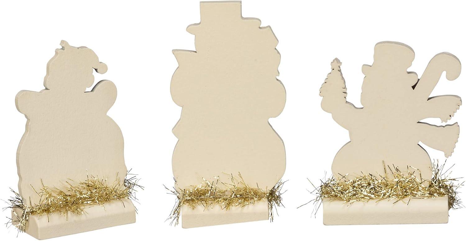 Vintage Christmas Snowmen Stand Up Set with Glitter Accents