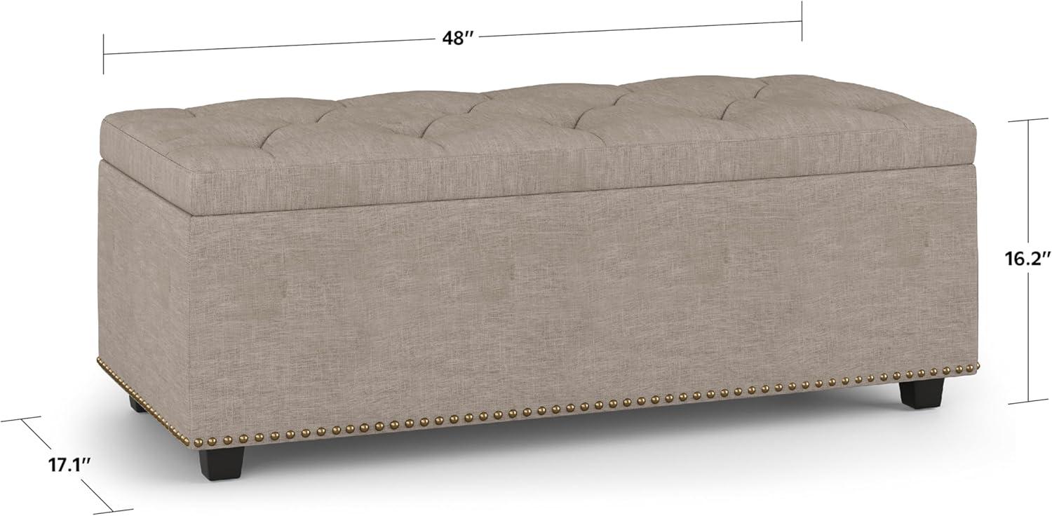 Hamilton 44 " W Rectangle Lift Top Storage Ottoman in Natural Linen Look Fabric