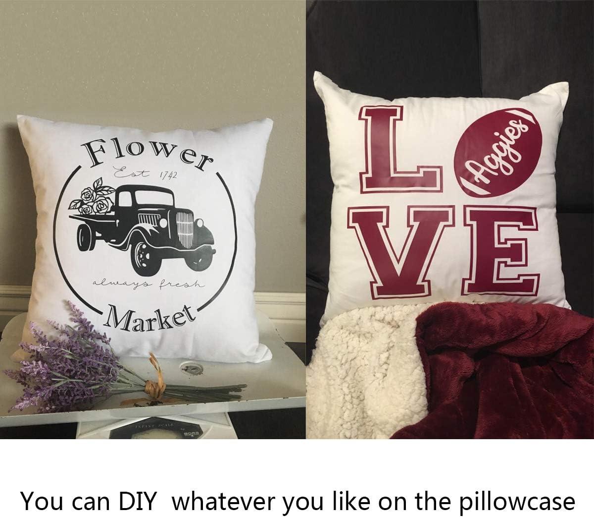 Thmyo 4-Pack 100% Cotton Comfortable Solid Decorative Throw Pillow Case, Square Cushion Cover Pillowcase Sublimation Blank Pillow Covers DIY Throw Pillowcase(18x18 inch/ 45x45cm,Light Silver Grey)