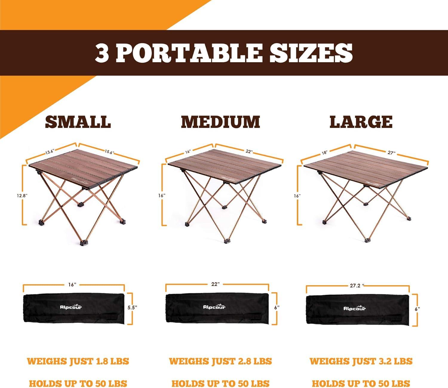 Medium Brown Aluminum Folding Camping Table