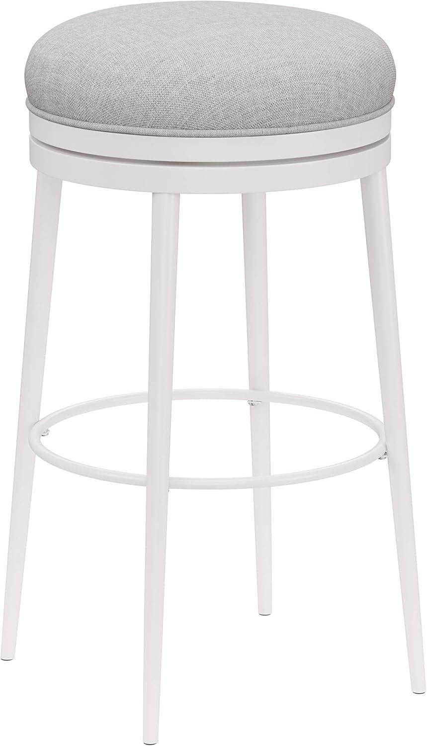 Aubrie Backless 26" Swivel Counter Height Barstool Off White/Silver - Hillsdale Furniture: Round Upholstered Metal Frame