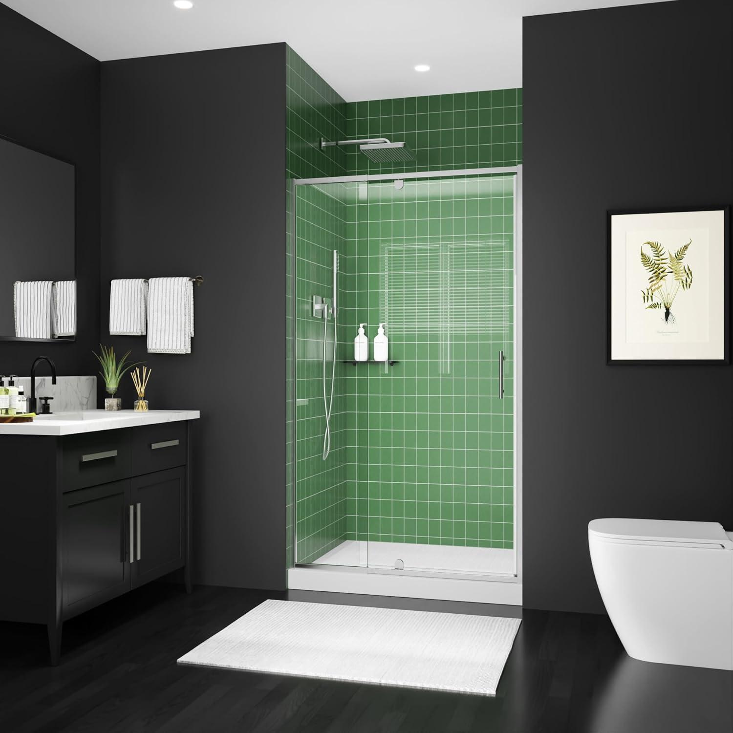 38-42" W x 71" H Piovt Swing Glass Shower Door,Pivot Semi-Frameless Glass Shower Door with 1/4"(6mm) Clear SGCC Tempered Glass,Chrome Finish Shower Doors,Reversible Installation