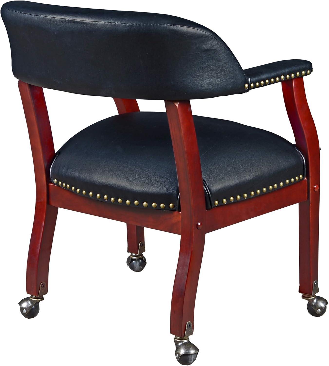 Ivy League Captain Chair & Casters - Black Vinyl
