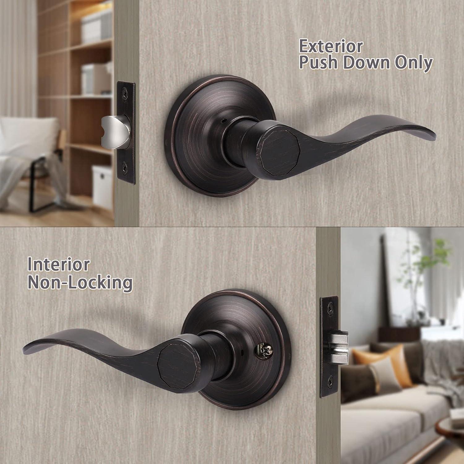 Oil Rubbed Bronze Modern Key Lock Door Lever Set