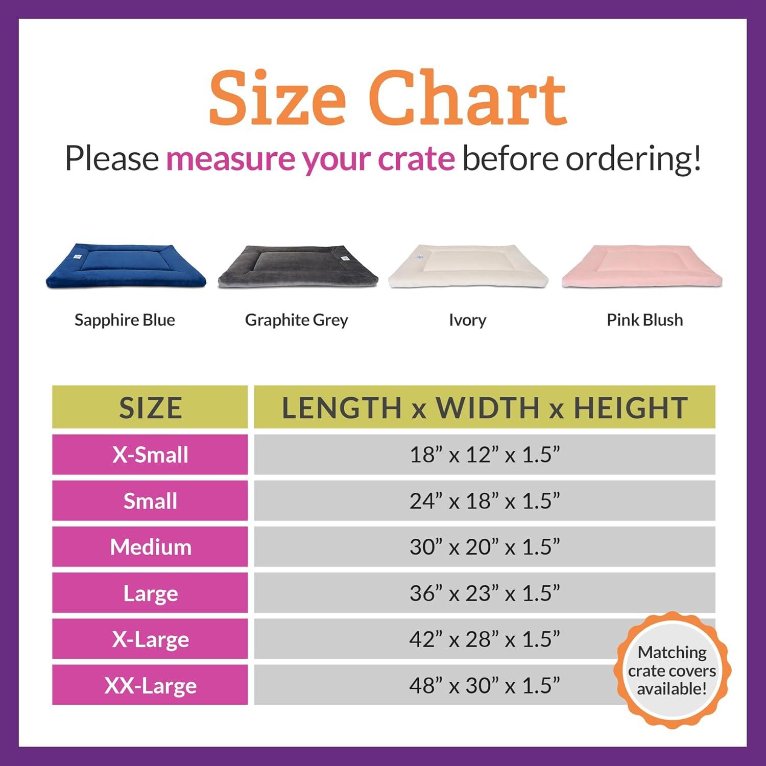 Pet Dreams Dog Crate Pad - Washable Kennel Mat, Crate Pads for Dog Cages, Non-Toxic, Flat Indoor Cat Bed, Fits iCrate 18, 24, 30, 36, 42, 48 inches (Grey, Small, 24")