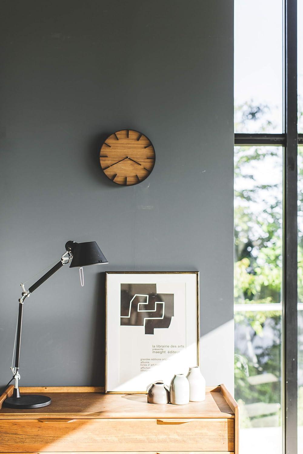 Rin Black Metal and Dark Wood Minimalist Wall Clock