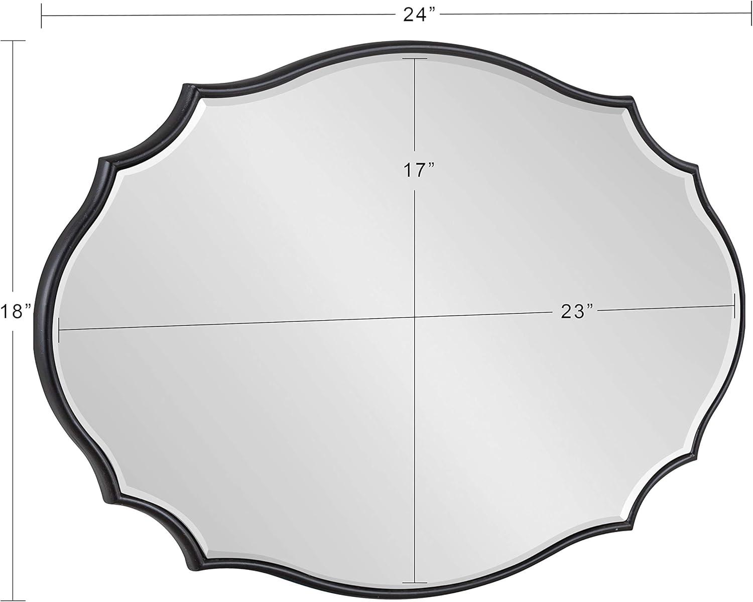 Kate and Laurel Leanna Modern Scalloped Wall Mirror, 18 x 24, Black, Glam Oval Mirror for Wall
