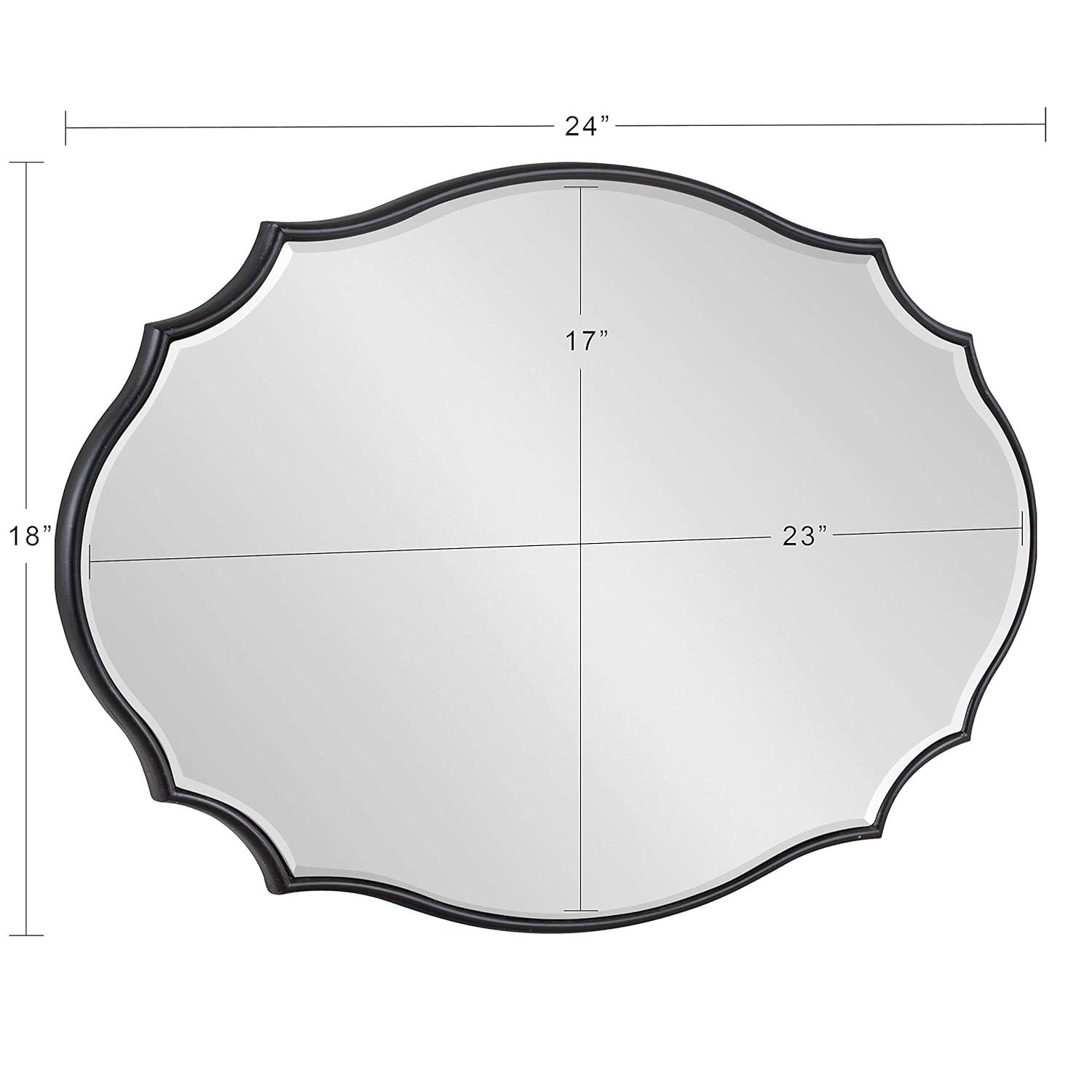 Kate and Laurel Leanna Modern Scalloped Wall Mirror, 18 x 24, Black, Glam Oval Mirror for Wall