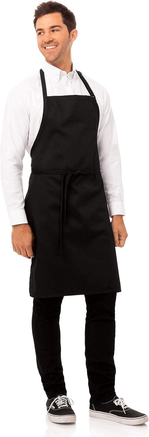 Black Unisex Cotton Bib Apron Without Pockets