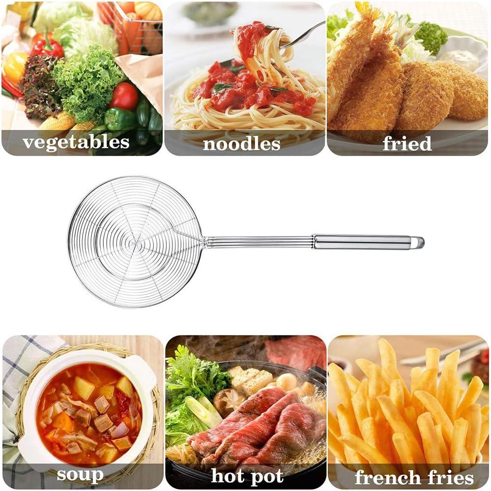 Spider Strainer Skimmer Swify Stainless Steel Asian Strainer Ladle Frying Spoon with Handle for Kitchen Deep Fryer Pasta Spaghetti Noodle 5.5 Inch