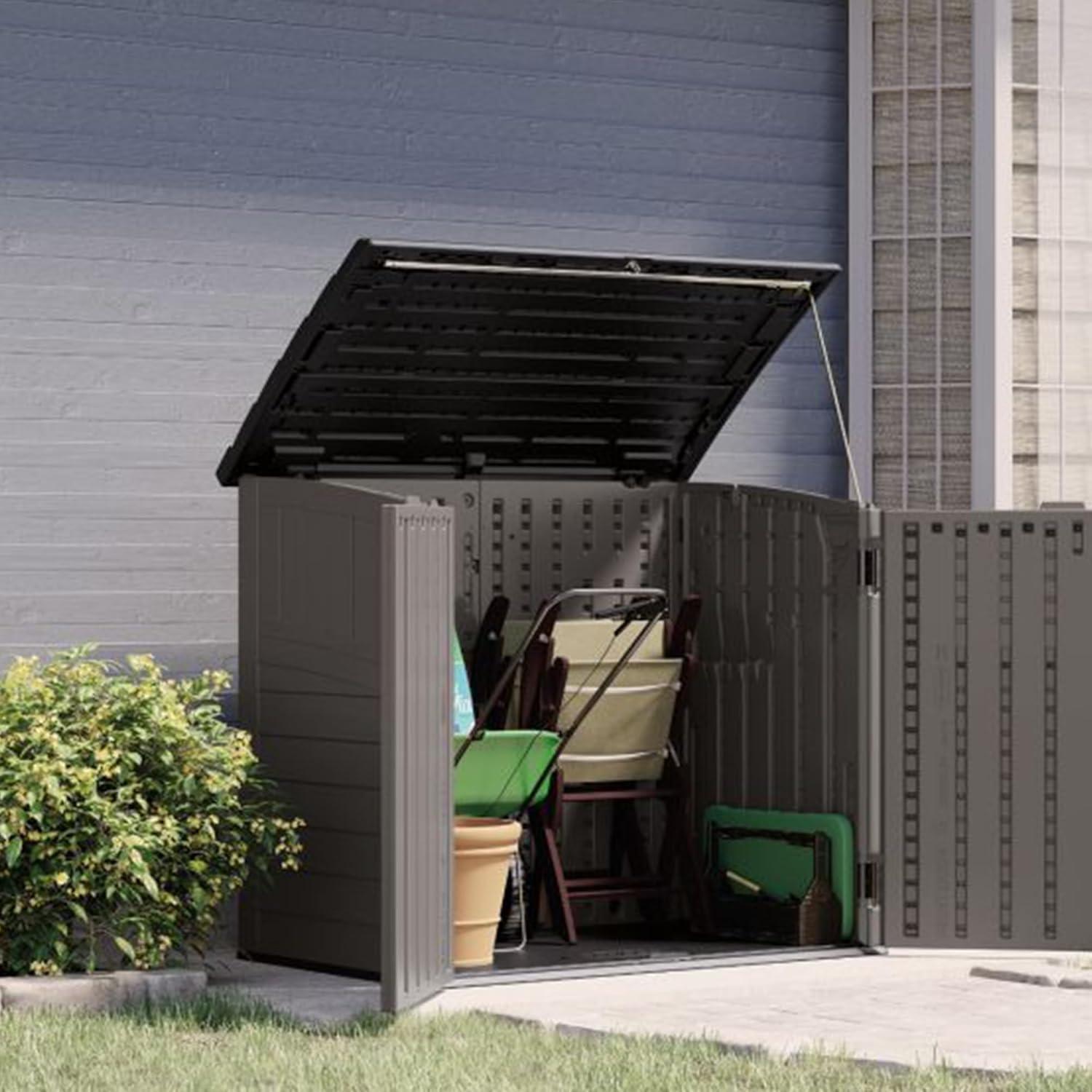 Suncast Gray Resin Horizontal Storage Shed with Floor Kit