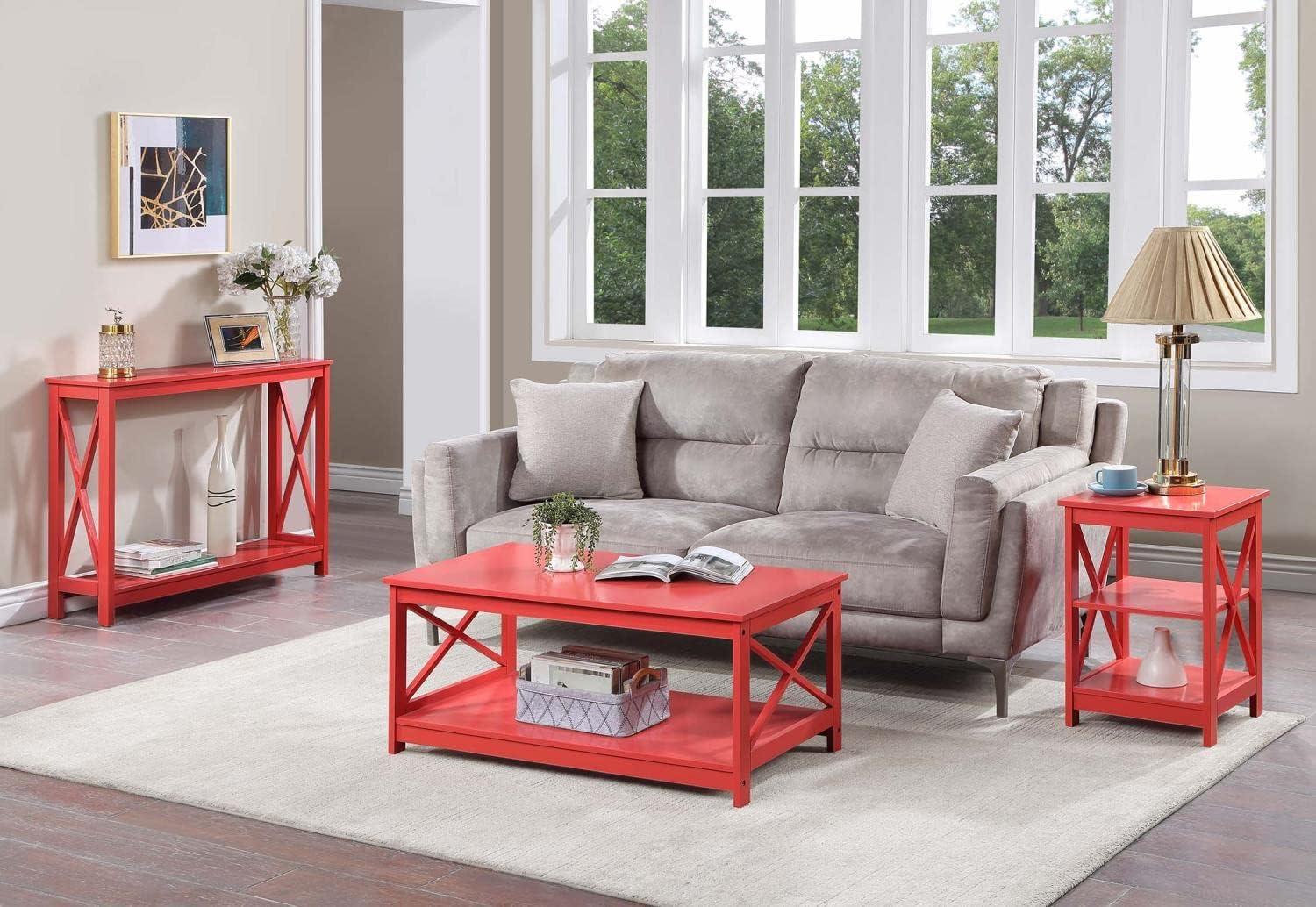 Convenience Concepts Oxford Console Table with Shelf, Coral