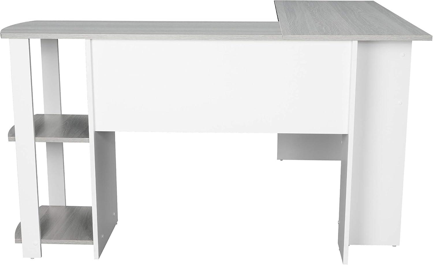 Modern L Shaped Desk with Side Shelves Gray - Techni Mobili